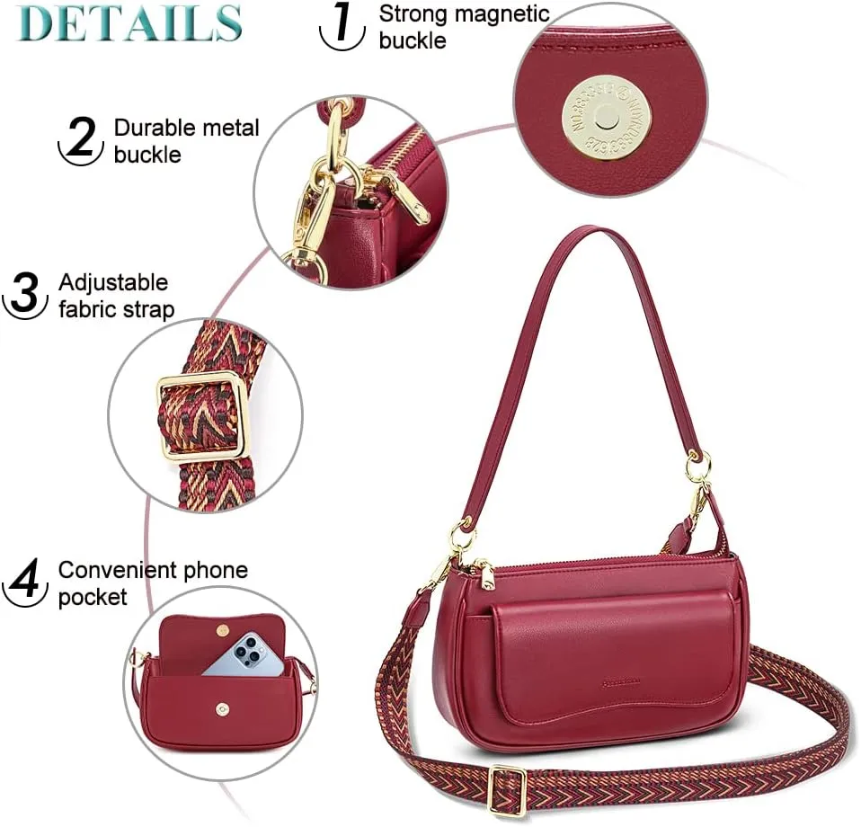 Peacocktion Shoulder Bag for Women Trendy Small Vegan Leather Crossbody Purses Handbags