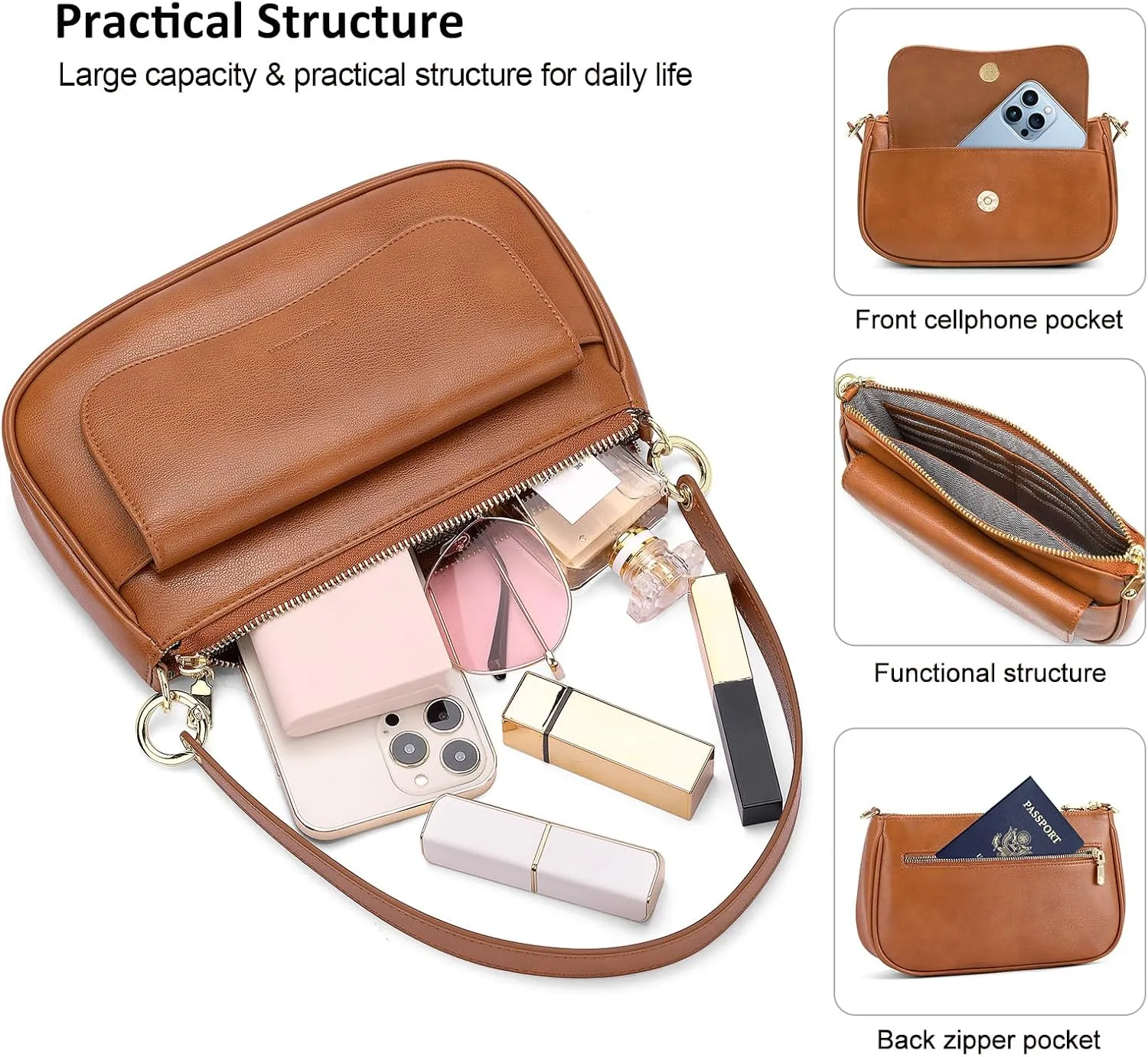Peacocktion Shoulder Bag for Women Trendy Small Vegan Leather Crossbody Purses Handbags