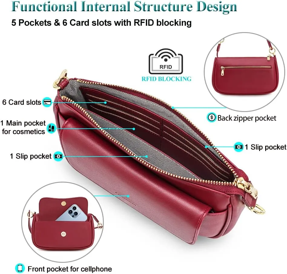 Peacocktion Shoulder Bag for Women Trendy Small Vegan Leather Crossbody Purses Handbags