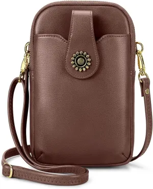 Peacocktion Small Crossbody Bags for Women, Leather RFID Cell Phone Purse, Trendy Travel Crossbody Purses with Zipper