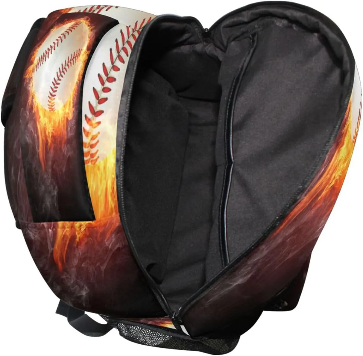 Pfrewn Custom Backpacks Personalized Baseball Ball Enveloped in Fire Bookbag with Name Boys Girls School Backpack 17"