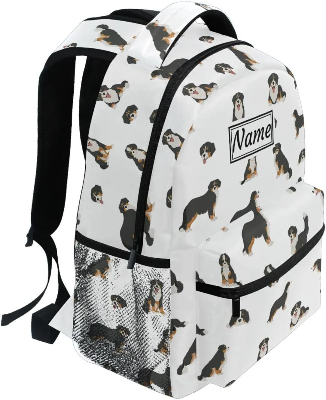 Pfrewn Custom Backpacks Personalized Bernese Mountain Dog Puppy Bookbag with Name Boys Girls School Backpack 16"