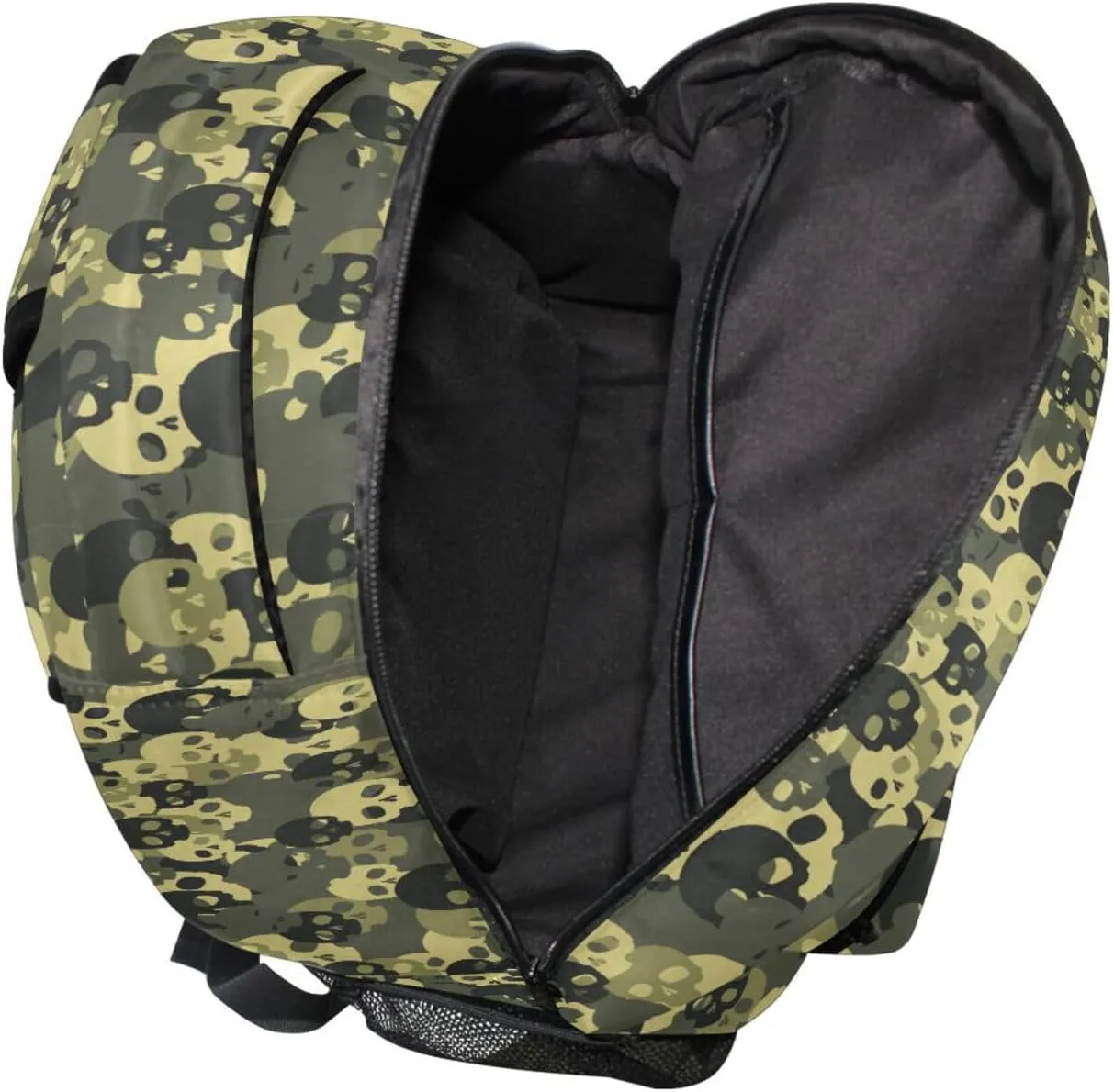 Pfrewn Custom Backpacks Personalized Camouflage Skull Bookbag with Name Boys Girls School Backpack 17"