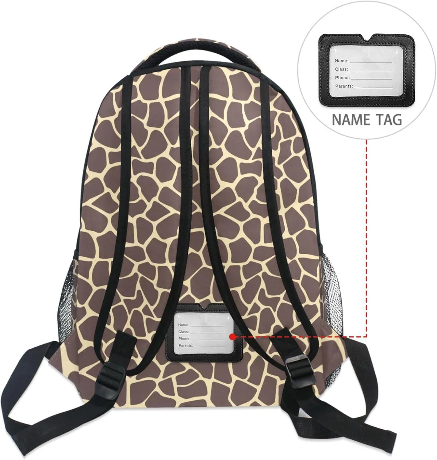 Pfrewn Custom Backpacks Personalized Colorful Giraffe Pattern Bookbag with Name Boys Girls School Backpack 17"