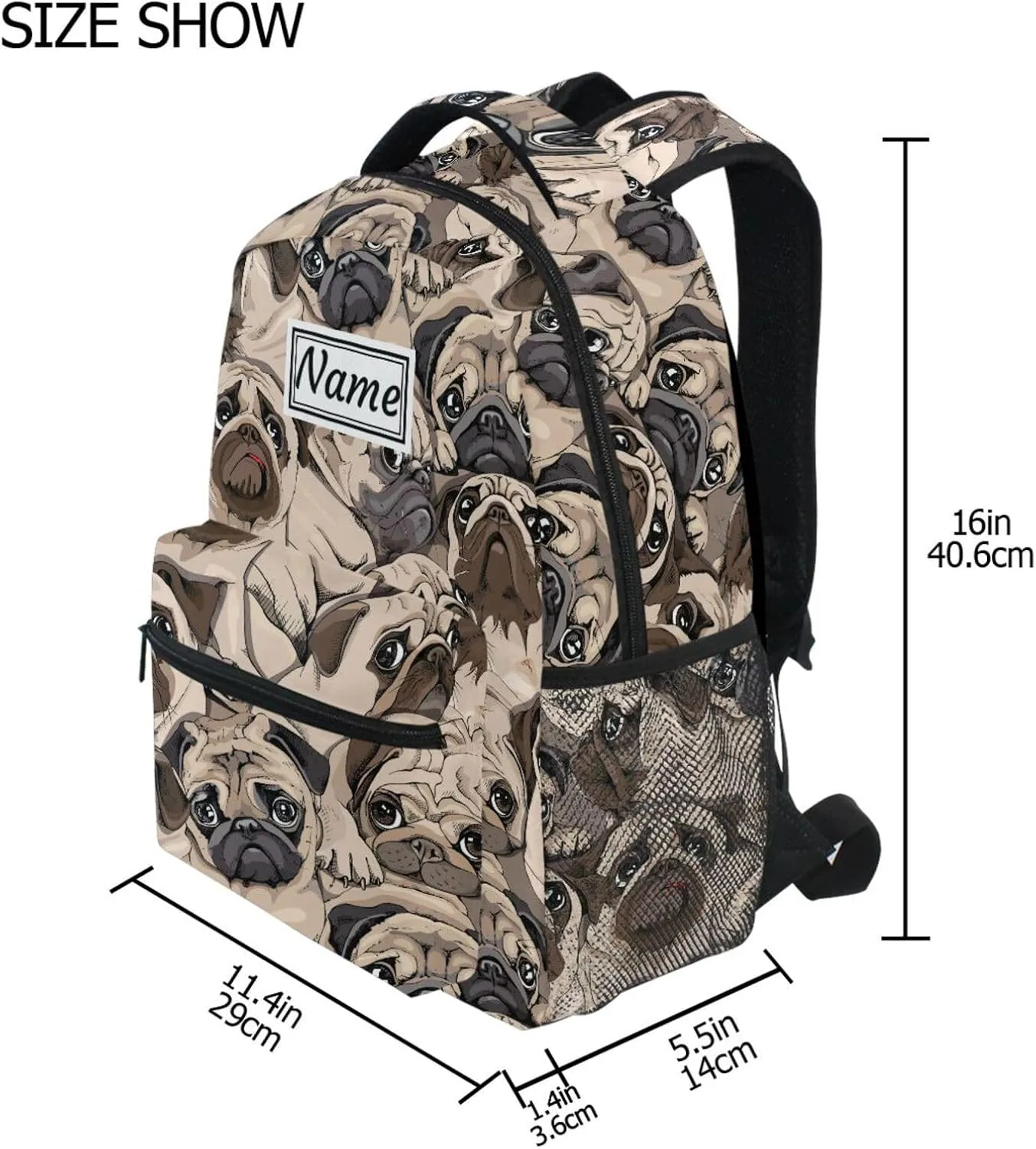 Pfrewn Custom Backpacks Personalized Haba Dog Bookbag with Name Boys Girls Funny School Backpack 17"