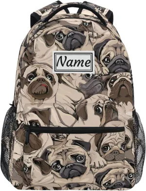 Pfrewn Custom Backpacks Personalized Haba Dog Bookbag with Name Boys Girls Funny School Backpack 17"