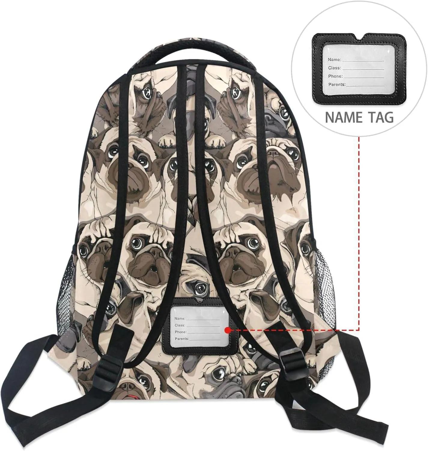Pfrewn Custom Backpacks Personalized Haba Dog Bookbag with Name Boys Girls Funny School Backpack 17"