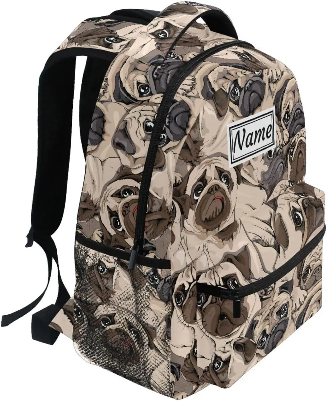 Pfrewn Custom Backpacks Personalized Haba Dog Bookbag with Name Boys Girls Funny School Backpack 17"