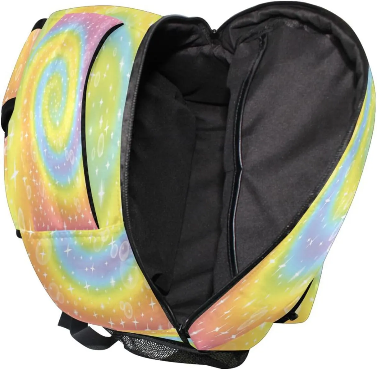 Pfrewn Custom Fantasy Rainbow Swirl Backpacks Personalized Bookbag with Name Boys Girls School Backpack 17"