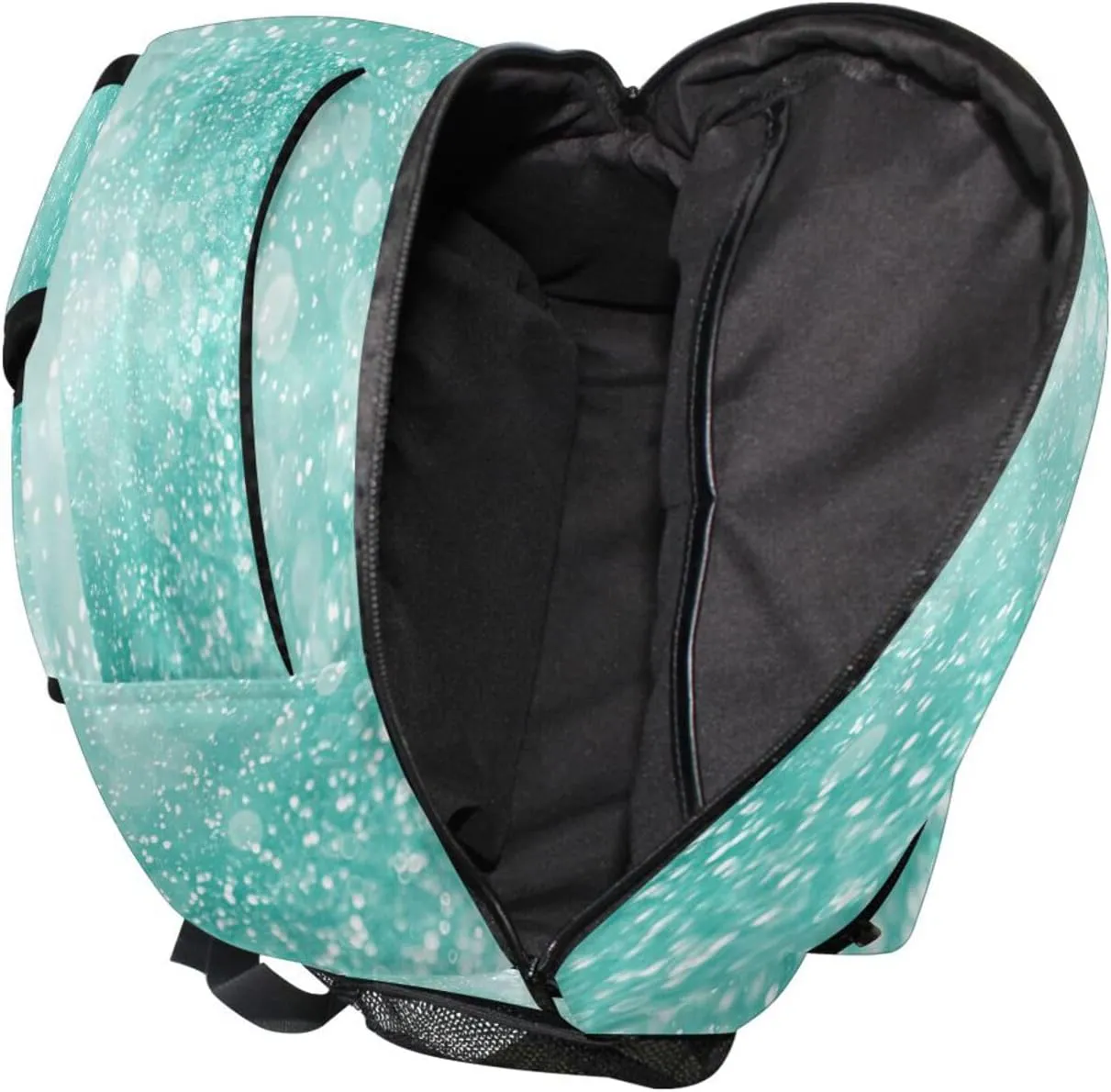 Pfrewn Custom Teal Green Glitter Sparkle Backpacks Personalized Bookbag with Name Boys Girls School Backpack 17"