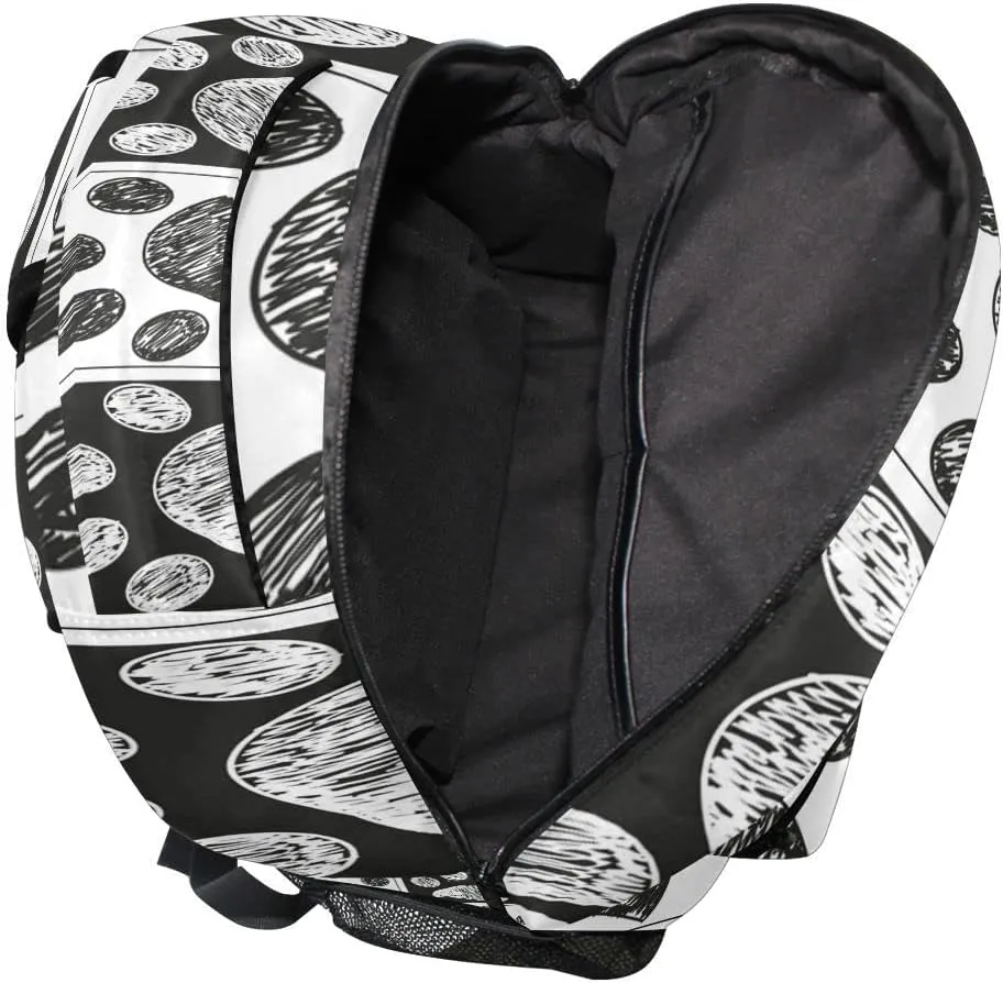 Pfrewn Doodle Black White Cat Dog Paws Print Backpacks for Girls Boys Animals School Backpack Bookbags for Kids Students 16"