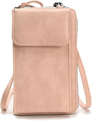PORRASSO Phone Bag Crossbody Wallet Women Purse Shoulder Bag Ladies Satchel Pink