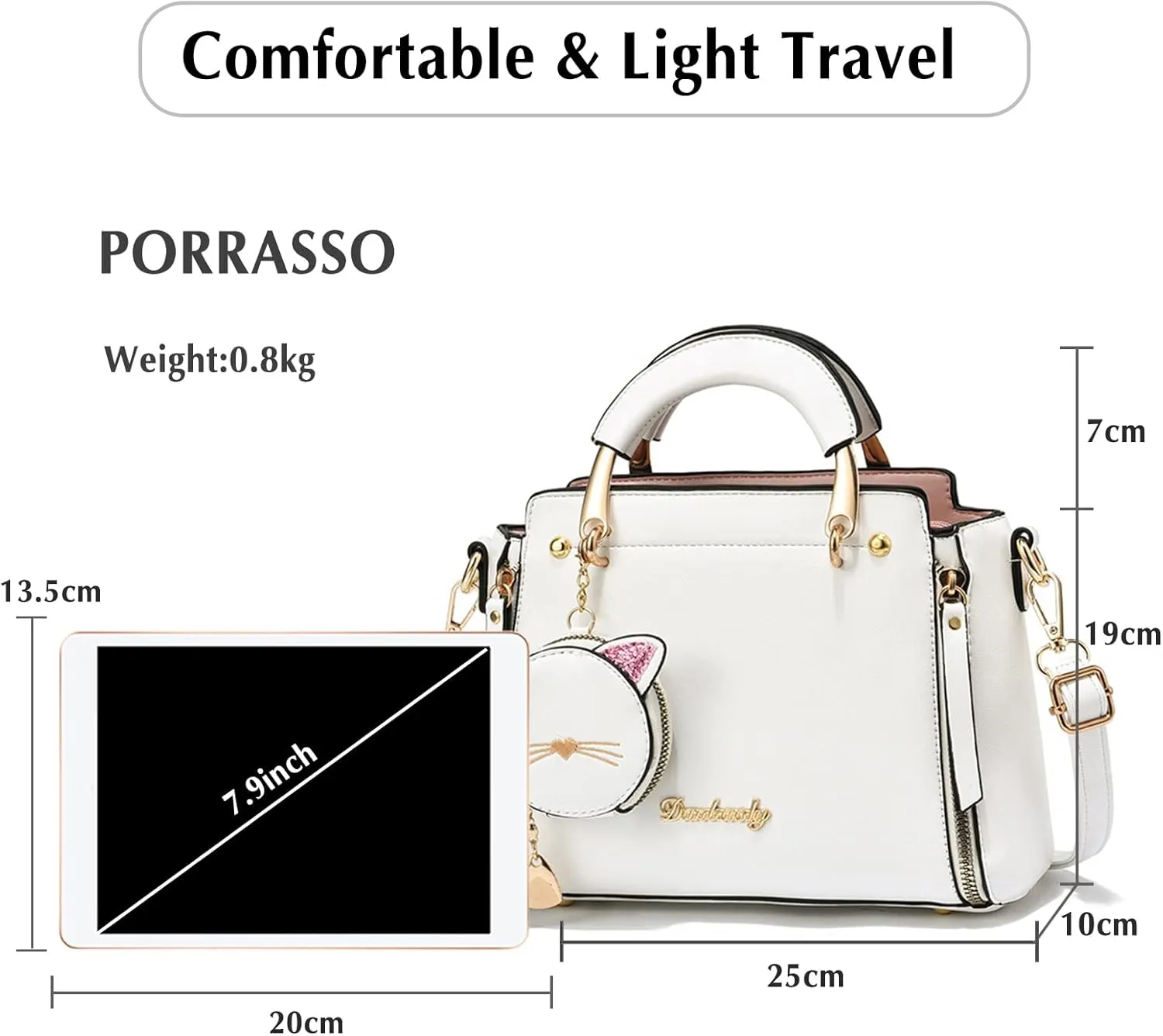 PORRASSO Women Handbag Cute Crossbody Bag Girl Top-Handle Bags Ladies Satchel Shoulder Bag