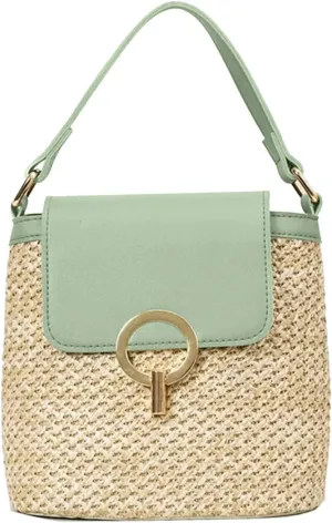 Pouch Purse Shoulder Handbag Straw Weave Women Ladies Bucket Handbags Summer Beach Shoulder Bags