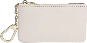 Premium Genuine Full Grain Leather Mini Coin Purse Keychain Pouch Card Holder for Men Women (Beige)