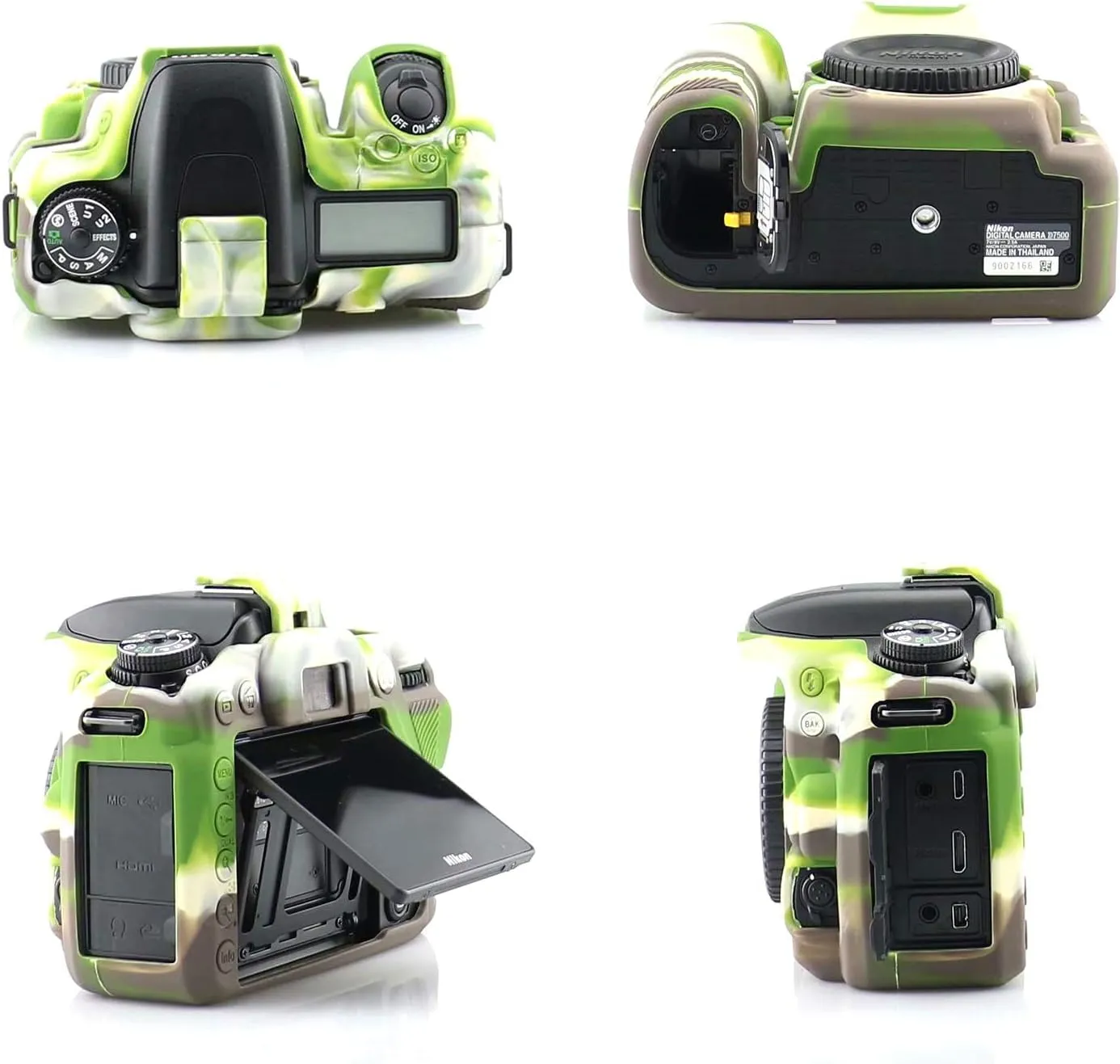 Professional Secure Silicone Camera Cases Bag Housing Rubber Body Skin for Nikon D7500 Digital SLR Camera (Green)