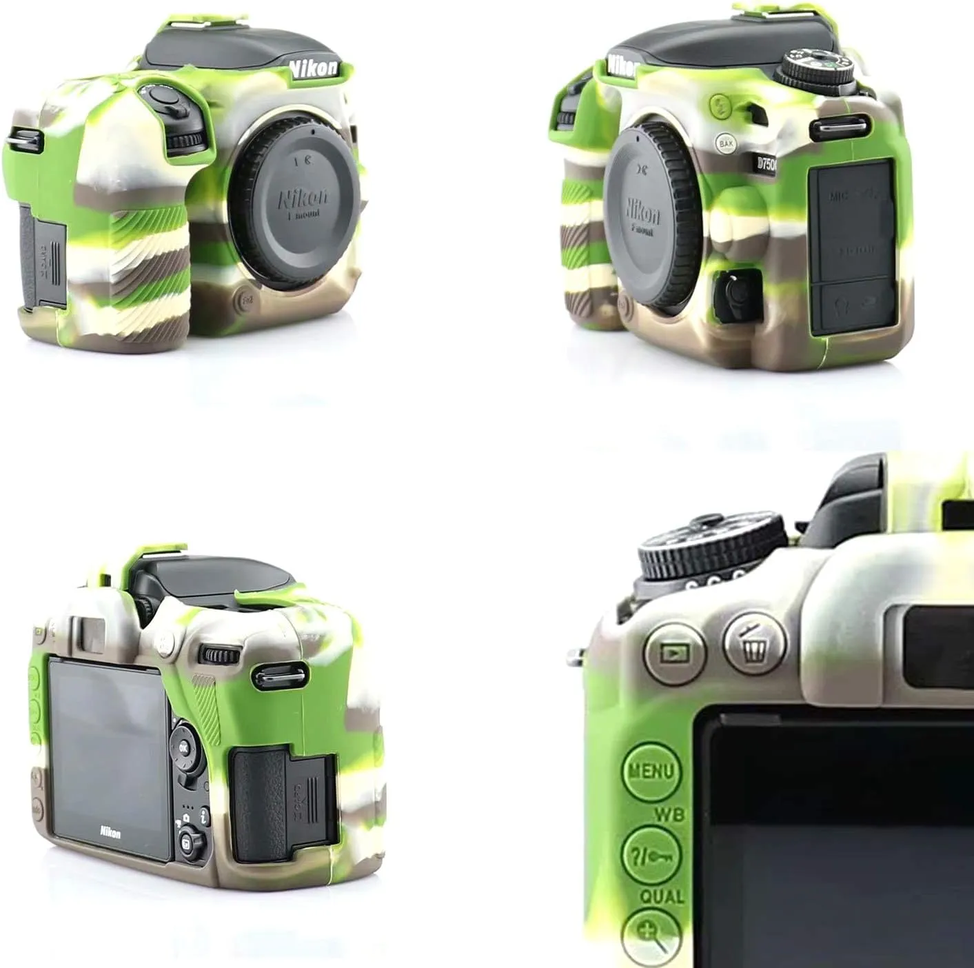 Professional Secure Silicone Camera Cases Bag Housing Rubber Body Skin for Nikon D7500 Digital SLR Camera (Green)