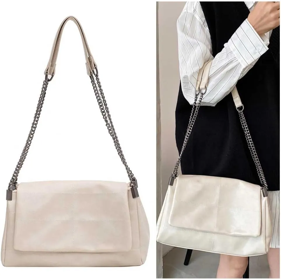 PU Leather Crossbody Bag Large Capacity Women Stylish Satchel Bags Adjustable Strap Solid Color Tote Bag Travel Ba