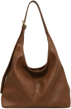 PU leather Hobo Bags for Women Stylish Slouchy Tote Handbag Large capacity 2pcs Vegan Tote Purse with Wallet