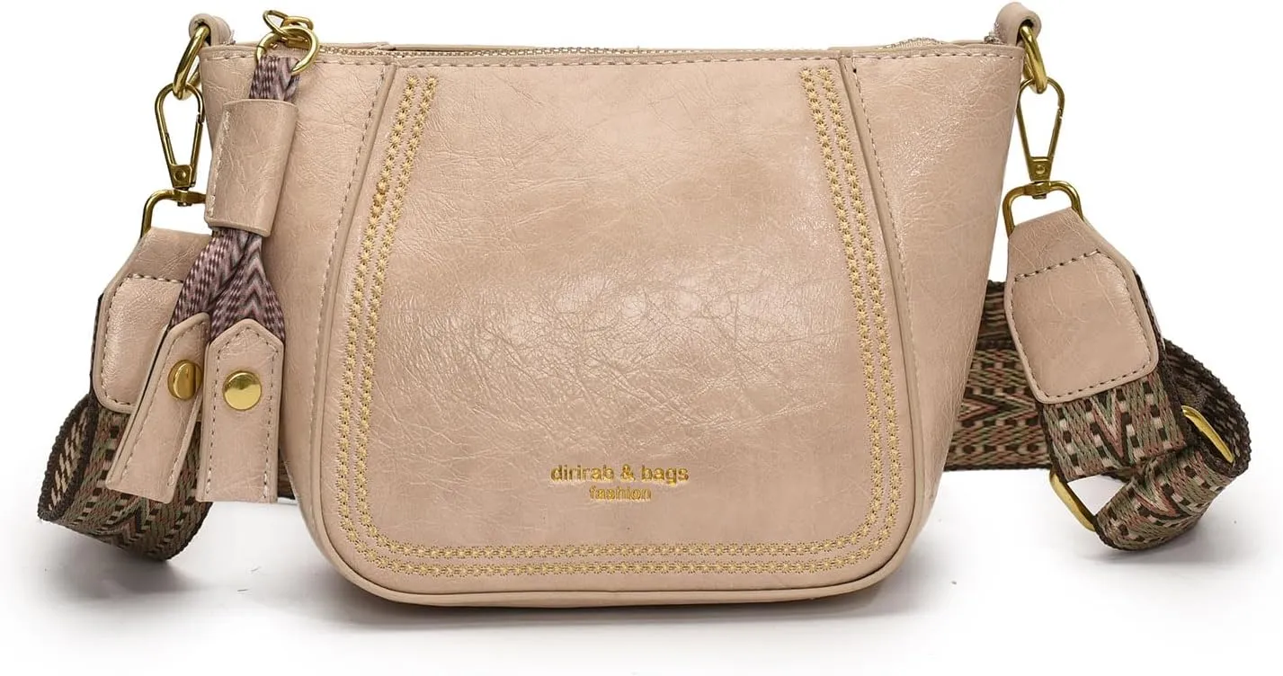 PU Leather Shoulder Bags for Women Lightweight Crossbody Purse with Adjustable Strap Fashion Bucket Bag