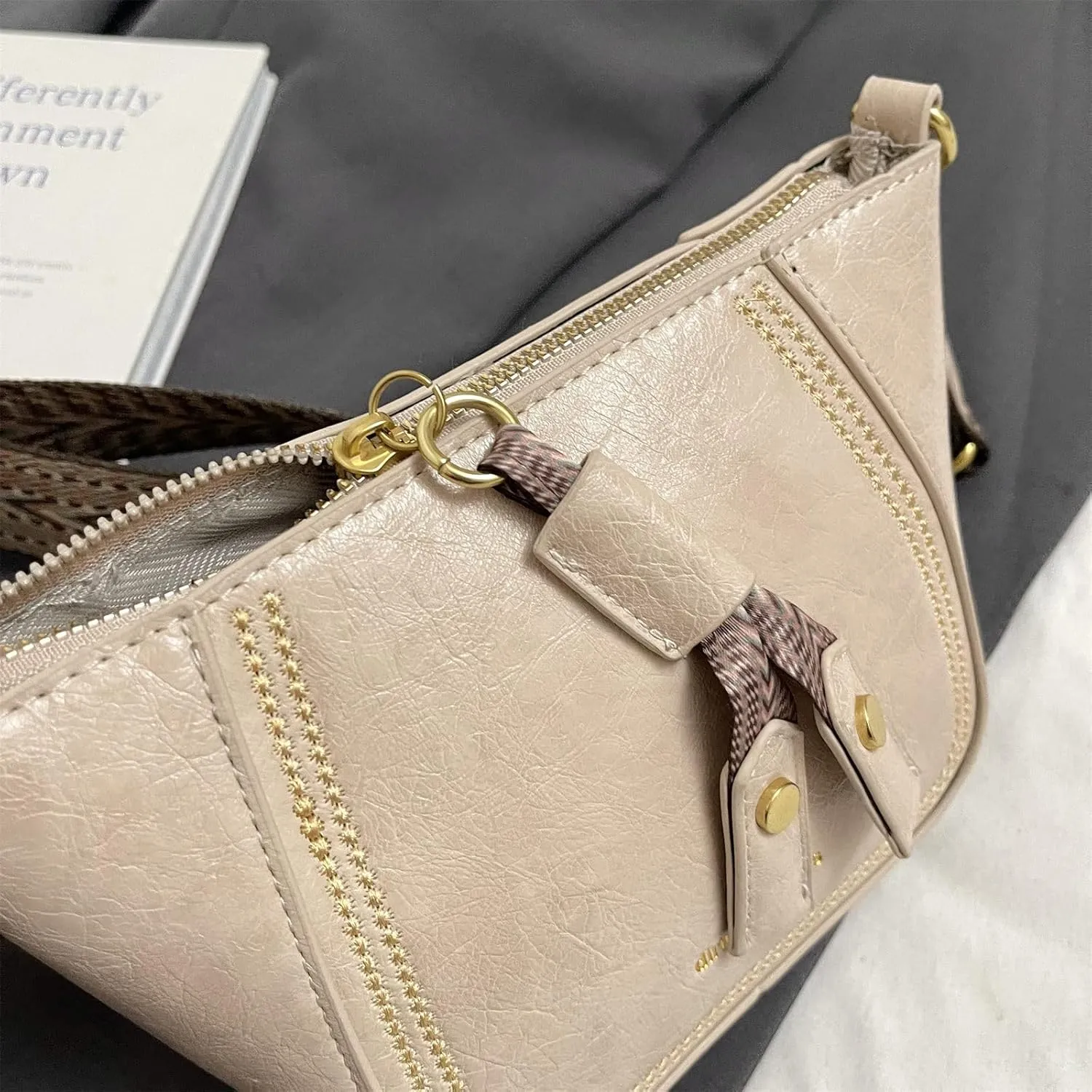 PU Leather Shoulder Bags for Women Lightweight Crossbody Purse with Adjustable Strap Fashion Bucket Bag