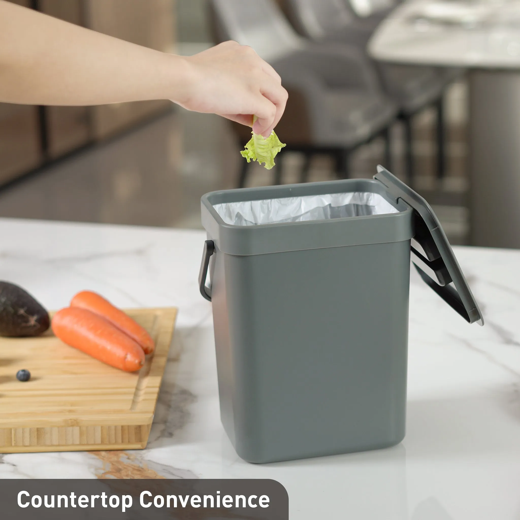 Puro Compost Bin with Lid - Dark Gray 5L / 1.32 Gal