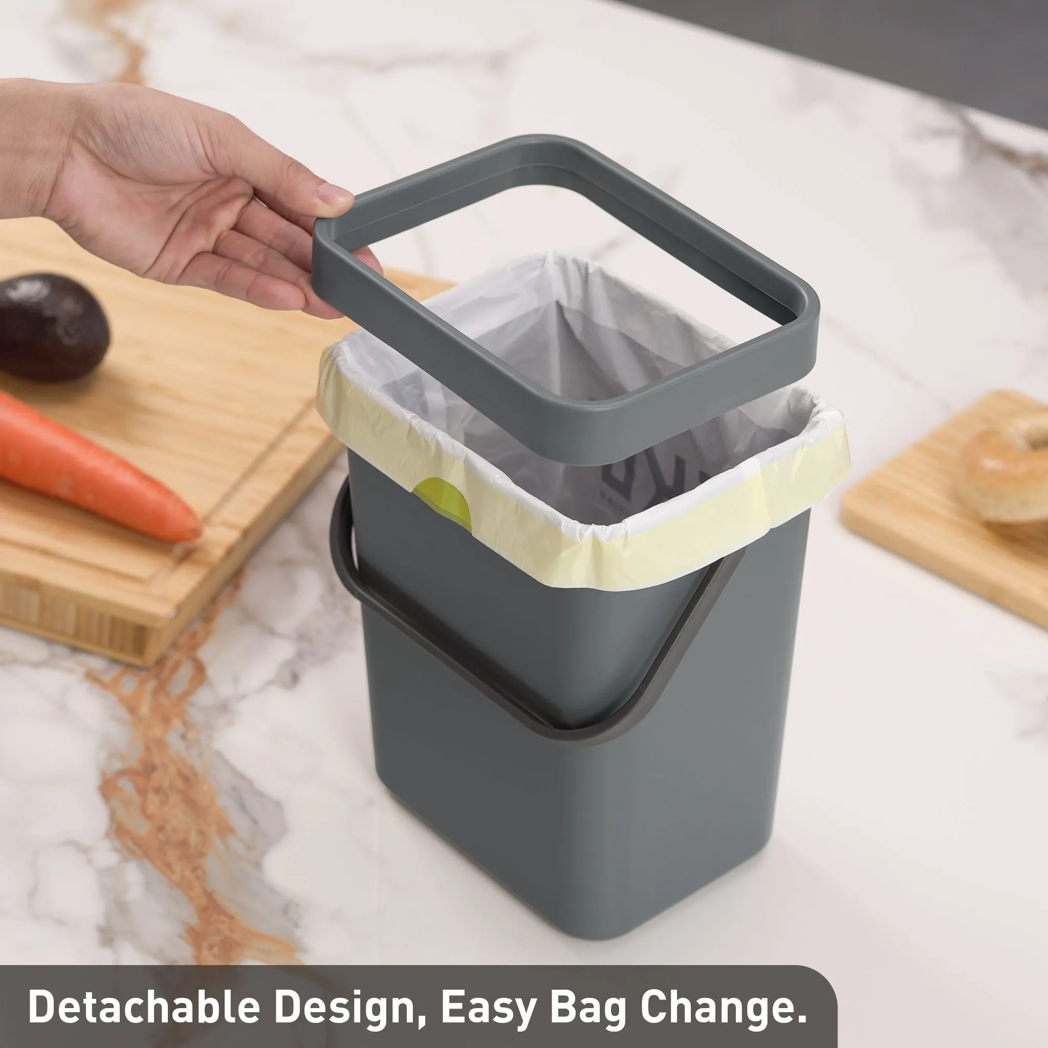 Puro Compost Bin with Lid - Dark Gray 5L / 1.32 Gal