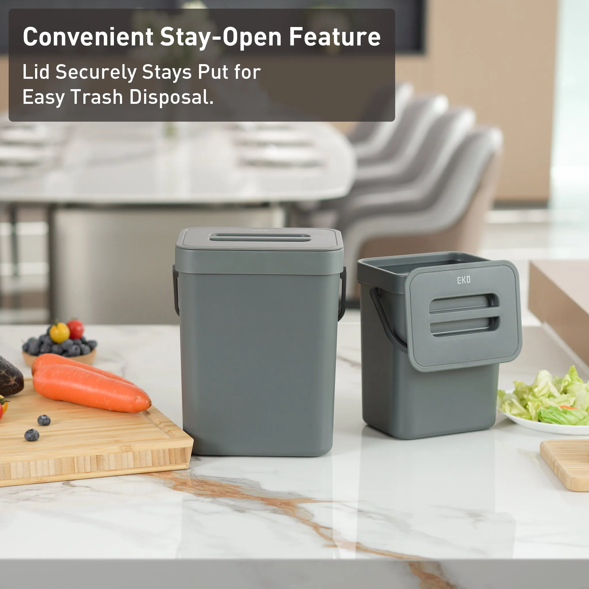Puro Compost Bin with Lid - Dark Gray 5L / 1.32 Gal