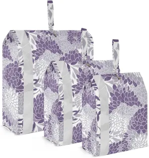 Purple Floral Lilac Packing Cubes for Travel 3 Set Compression Travel Bags Suitcase Organizer Bags for Carry On Suitcases
