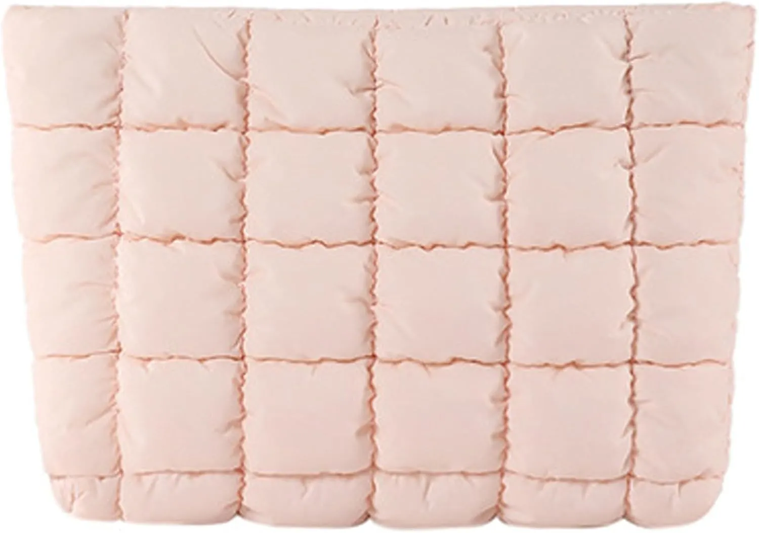 Quilted Makeup Bags Cosmetic Toiletry Organizer Bags Solid Puffer Clutch Cute Pouch for Women, Pink