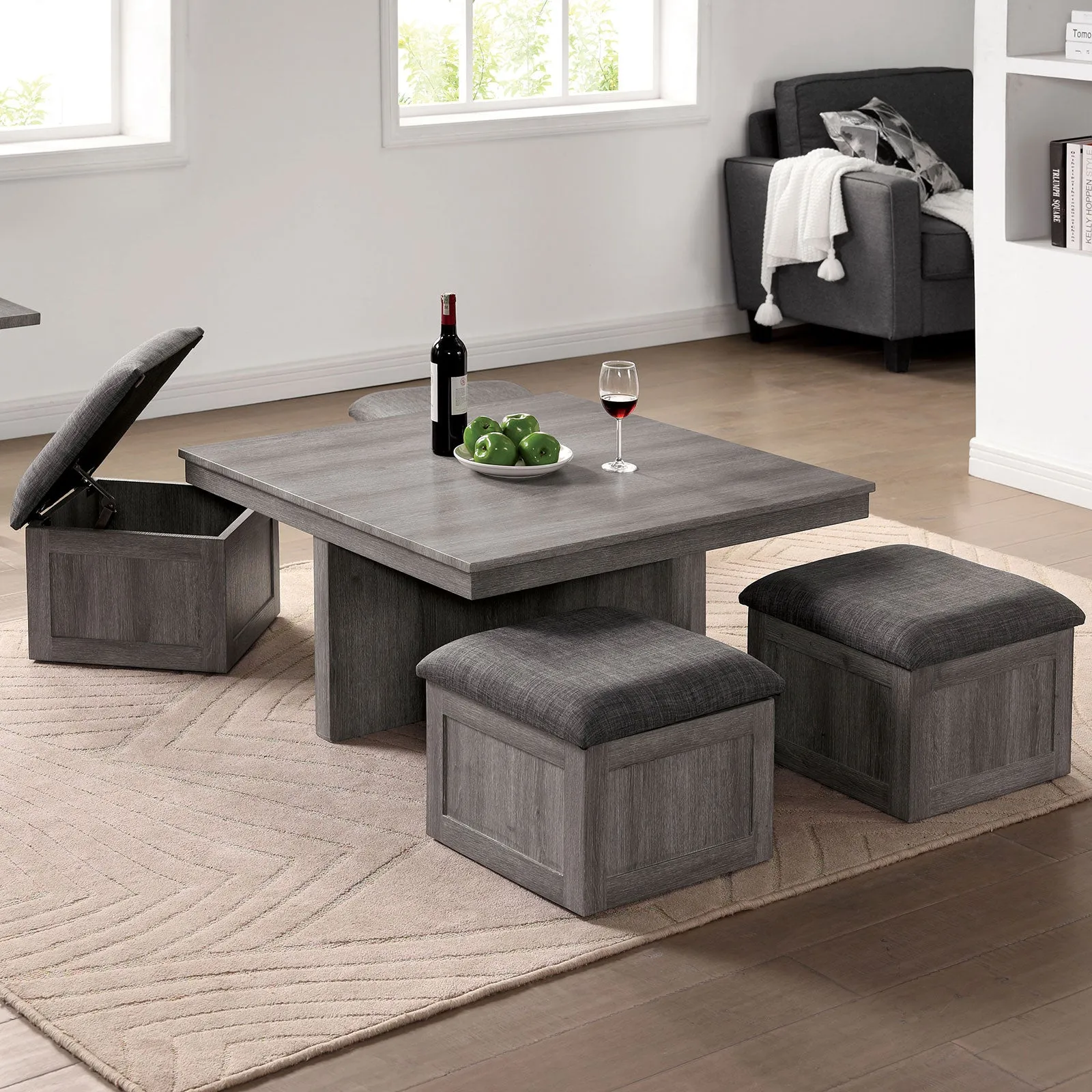 RADNOR Coffee Table w/ 4 Ottomans