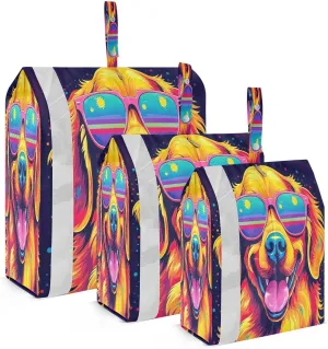 Rainbow Cute Dogs Packing Cubes for Travel 3 Set Compression Travel Bags Luggage Bags Organizer for Luggage