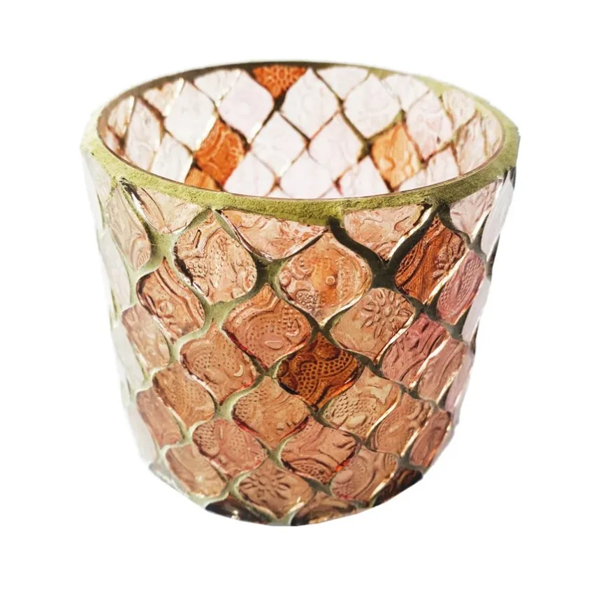 Recycled Glass Mosaic Tealight/Votive Holder - Plum