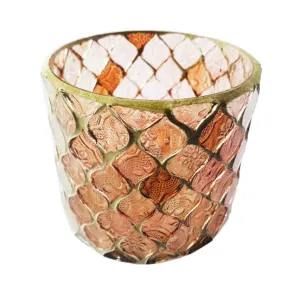 Recycled Glass Mosaic Tealight/Votive Holder - Plum