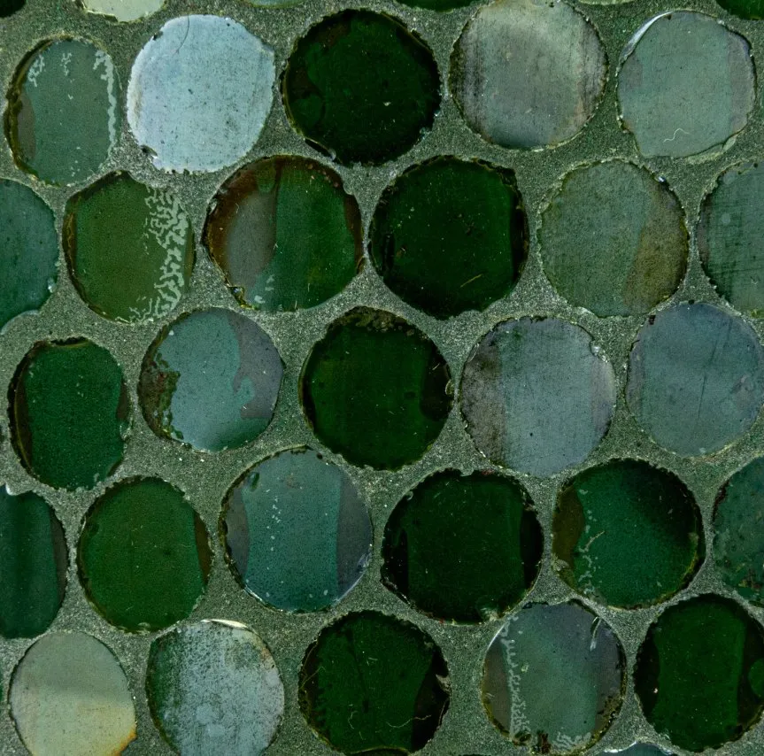 Recycled Glass Mosaic Votive Candle Holder - Iridescent Green