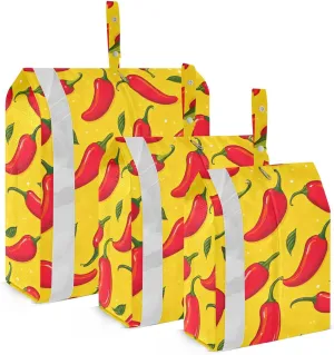 Red Hot Peppers Packing Cubes for Travel 3 Set Compression Travel Bags Luggage Bags Organizer for Luggage