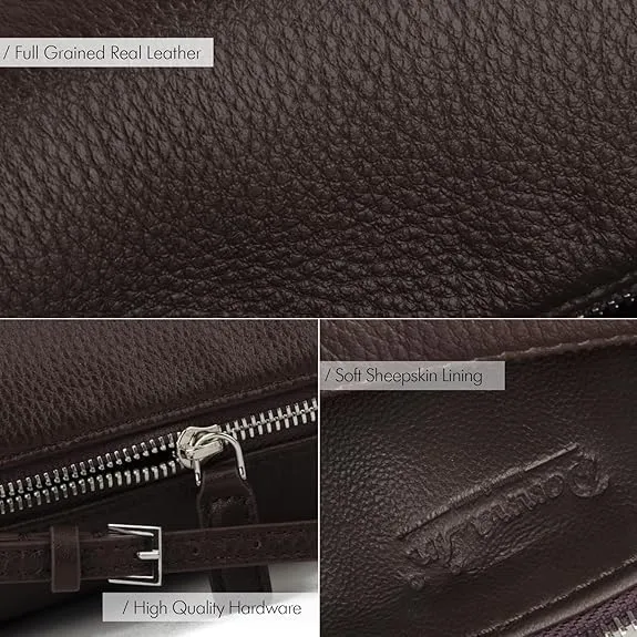 remium Full-Grained Leather Crossbody Purses for Women Hobo Bags Barrel Shoulder Purse with Zipper Pocket Handmade Stitching