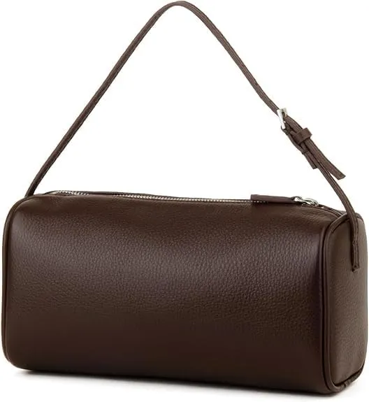remium Full-Grained Leather Crossbody Purses for Women Hobo Bags Barrel Shoulder Purse with Zipper Pocket Handmade Stitching