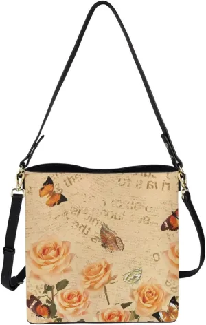 Retro Hobo Purse and Wallet Roomy Leather Bucket Bags with Straps and Pockets