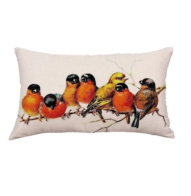 Retro Rectangular Pillow Cover Creative Bird Note Print Pillow Cover Home Decoration