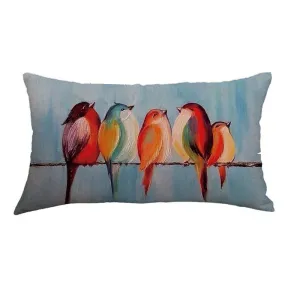 Retro Rectangular Pillow Cover Creative Bird Note Print Pillow Cover Home Decoration