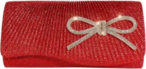 Rhinestone Bow Clutch Purses Women Chic Shiny Evening Handbag Evening Clutch Bag with Chain for Party Prom Wedding 2025