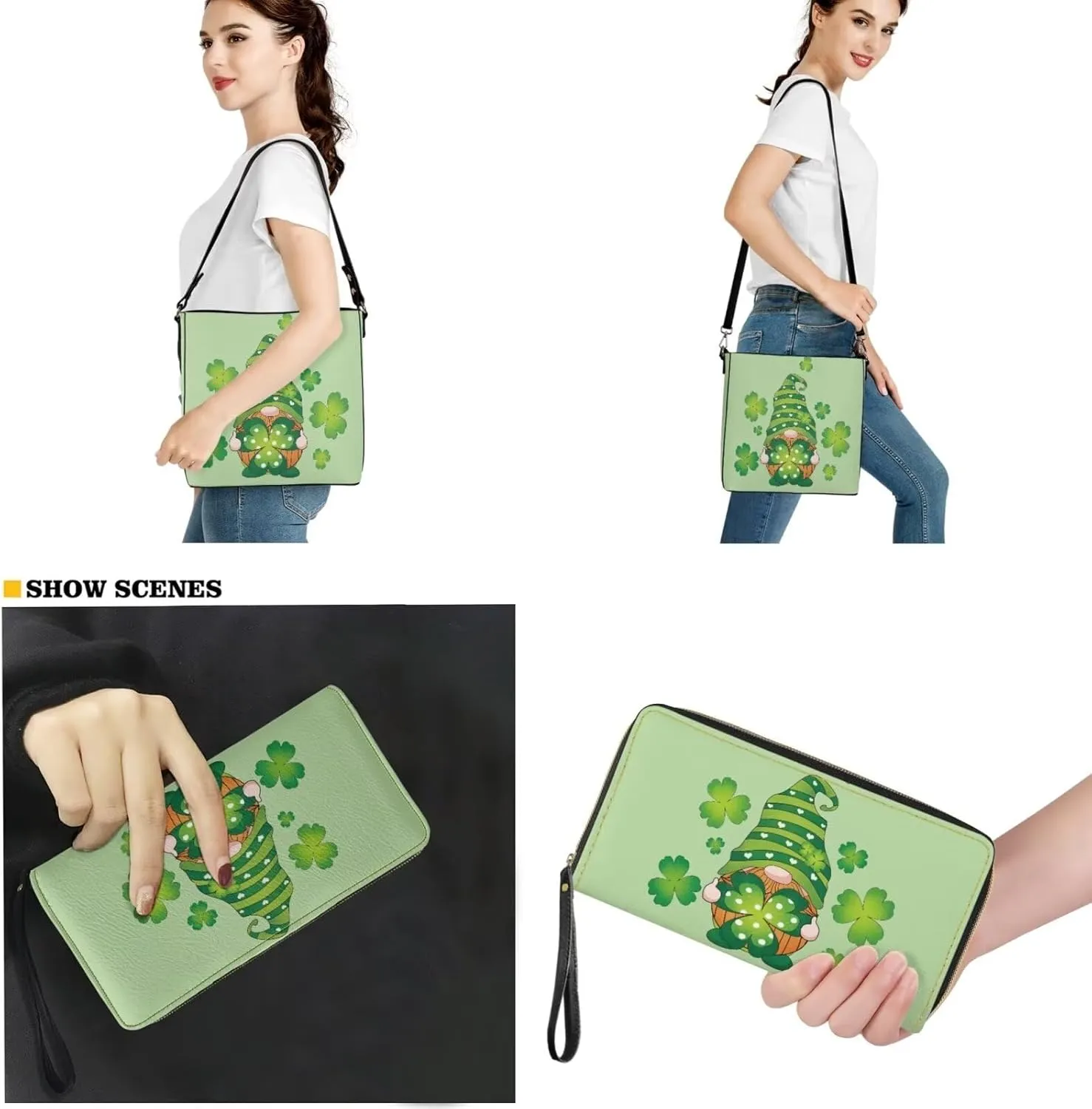 Rnyleeg Leather Hobo Bags for Women Crossbody Bags with Matching Waterproof Wallet 2 Pack Set