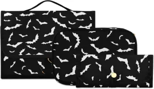 senya Halloween Bats Toiletry Bag Hanging Travel Makeup Bag 3 PCS, Portable Makeup Organizer Cosmetic Bag Clear