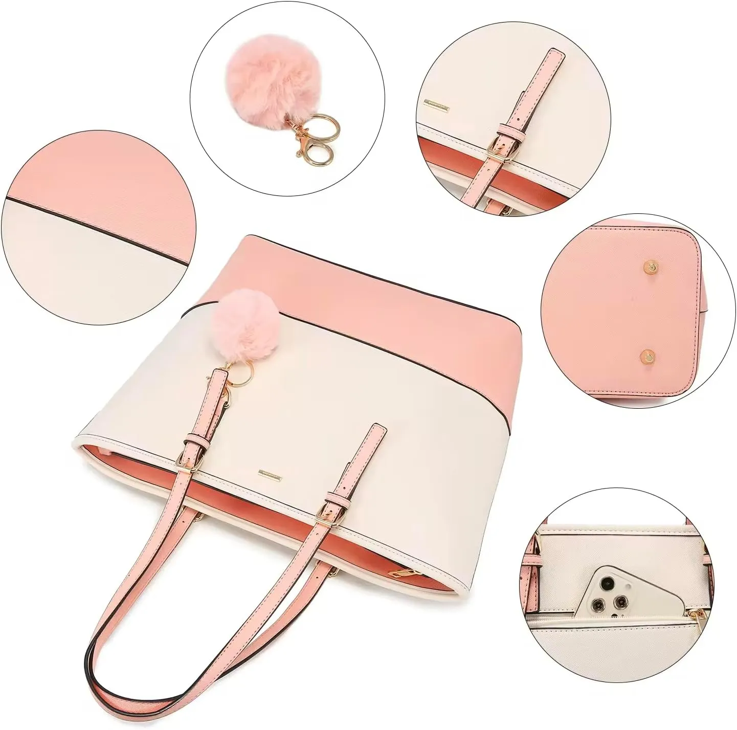 Shoulder bag, Crossbody Bag & Wristlet Wallet(Set of 3-Pure Black) Synthetic Leather Zipper Bag.