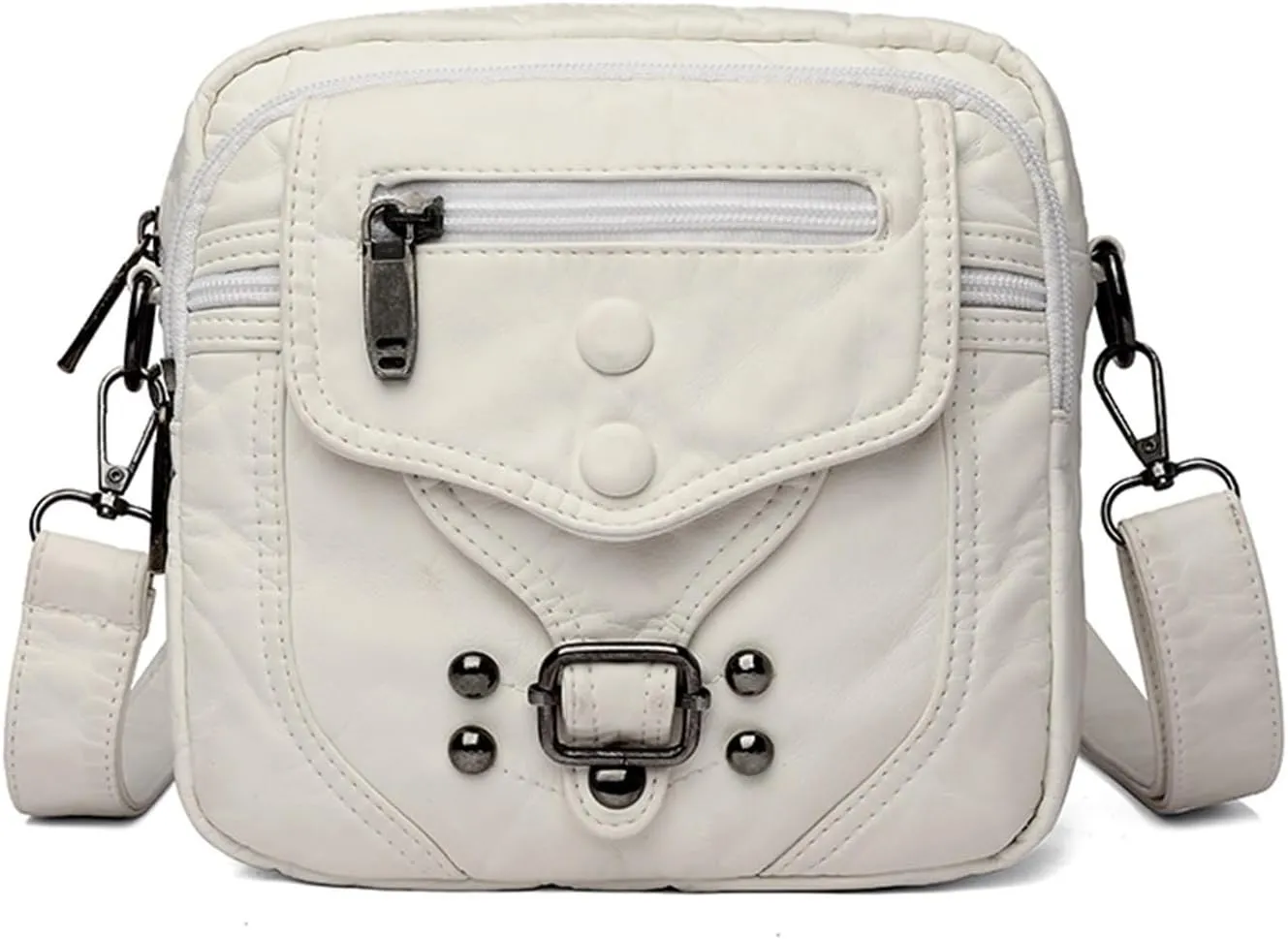 Shoulder Bag Large Capacity Waterproof Canvas Handbag with Shoulder Strap Stylish and Versatile Leisure Bag(White)