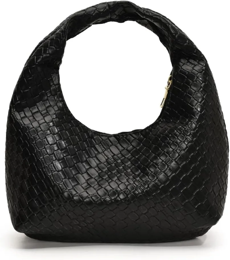 Shoulder Purses for Women Woven Leather Handbag Top Handle Hobo Bag Vintage Mini Tote Bag Slouchy Shoulder Bag