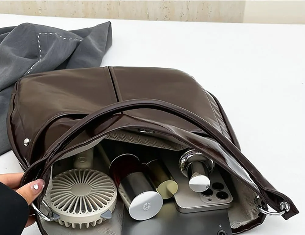 Slouchy PU Leather Crescent Hobo Bags Women Trendy Crossbody Purse Shoulder Bag Top-handle Satchels Travel Tote Handbag