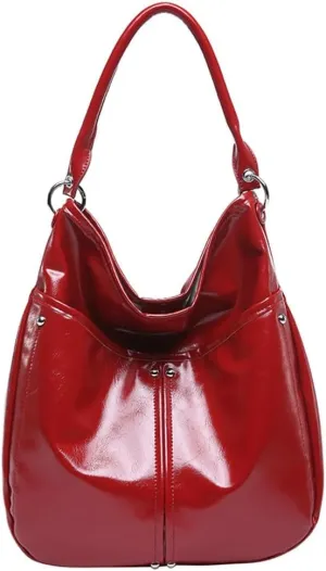 Slouchy PU Leather Crescent Hobo Bags Women Trendy Crossbody Purse Shoulder Bag Top-handle Satchels Travel Tote Handbag