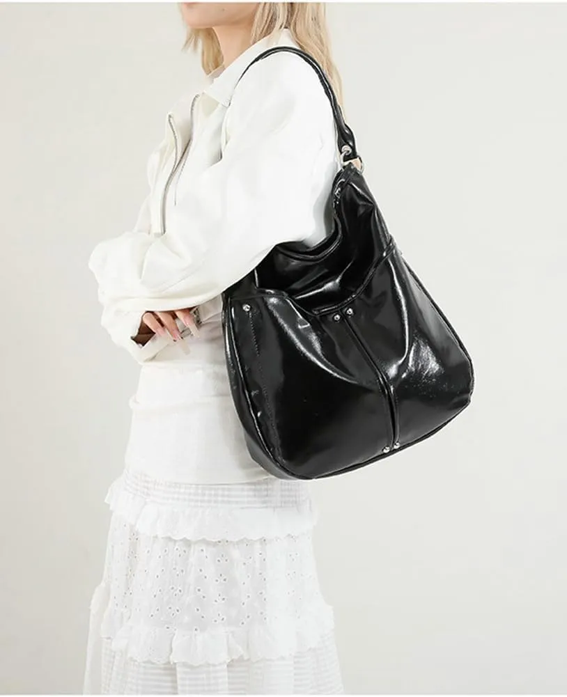 Slouchy PU Leather Crescent Hobo Bags Women Trendy Crossbody Purse Shoulder Bag Top-handle Satchels Travel Tote Handbag